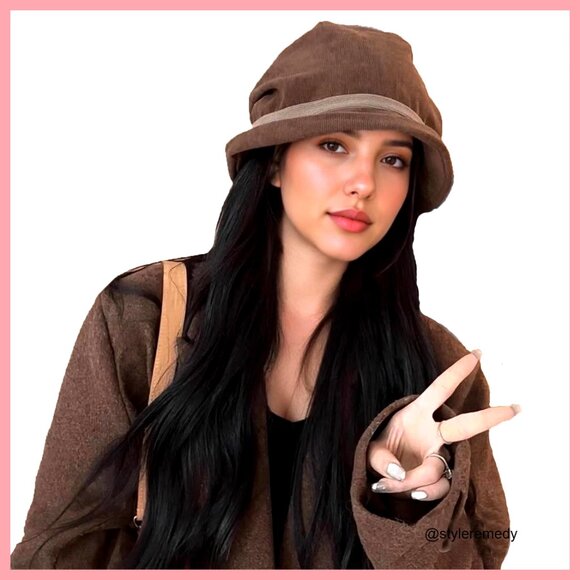 Vintage 1920s Fisherman\'s Hat, Poly-Cotton Blend, Adjustable Drawstring main image 5